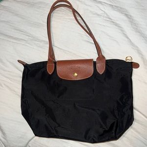 Longchamp le pliage small top handle nylon handbag in black